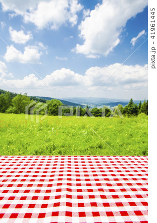 Empty table with landscape background 41961445