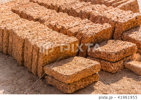 Laterite rock stone bricks plate from nature Laterite rock stone bricks plate from nature 41961955
