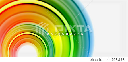Rainbow fluid color line abstract background - swirl and circles, twisted liquid colours design 41963833