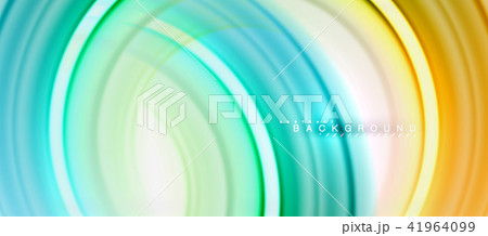 Rainbow fluid color line abstract background - swirl and circles, twisted liquid colours design 41964099