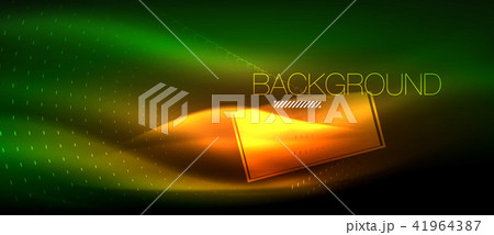 Neon glowing wave, magic energy and light motion background. Wallpaper template, hi-tech future 41964387
