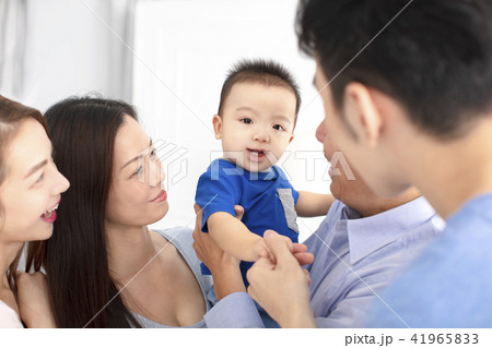 Portrait of young happy family with baby 41965833