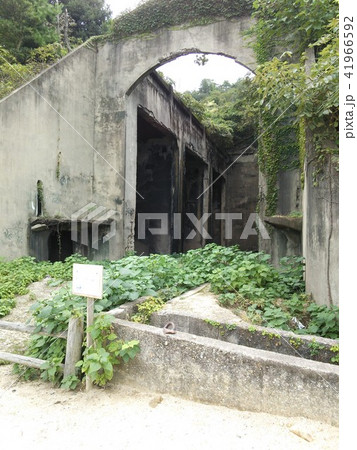 廃墟 戦争廃墟 ガス島 竹原市 大久野島 広島県 の写真素材