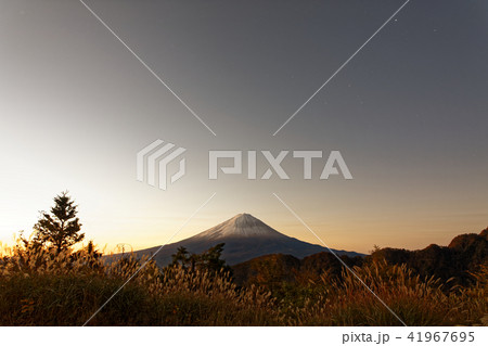 御坂山地・大石峠から見る夜明けの富士山 41967695