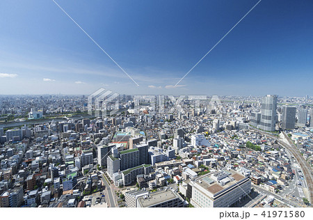 東京風景・ワイド・隅田川・墨田区　足立区方面 41971580
