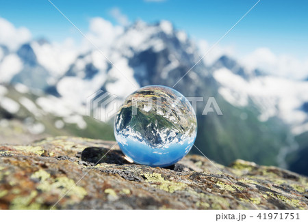 Reflection mountain in the glass ball 41971751