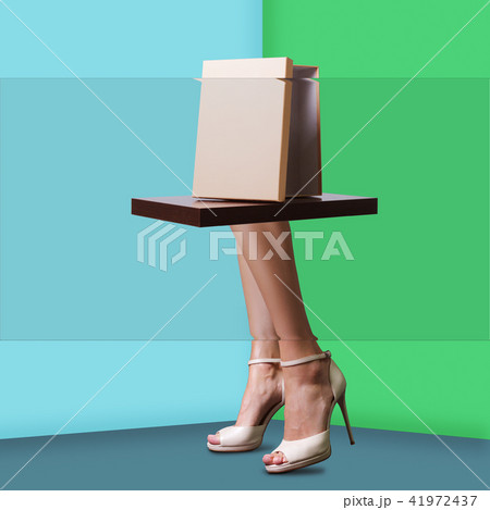 Concept for shoes campaign with gift, sale Concept for shoes campaign with gift, sale 41972437
