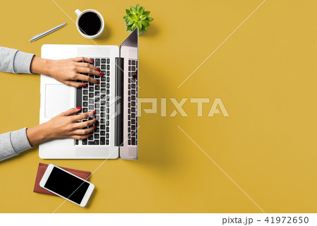 Woman working on laptop. Business background Woman working on laptop. Business background 41972650