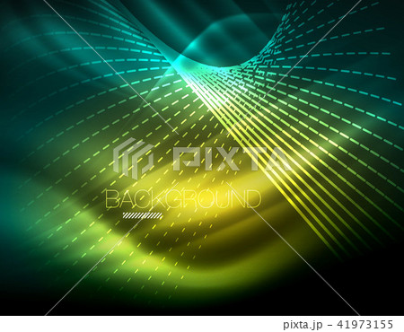 Smooth light effect, straight lines on glowing shiny neon dark background. Energy technology idea 41973155