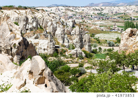 view of valley and Goreme town in Cappadocia view of valley and Goreme town in Cappadocia 41973853