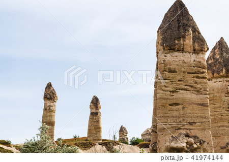 several fairy chimney rocks in Goreme Park 41974144