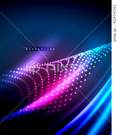 Neon glowing techno lines, hi-tech futuristic abstract background template with square shapes Neon glowing techno lines, hi-tech futuristic abstract background template with square shapes 41974292