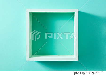 Wall green shelf view isolated on mint background Wall green shelf view isolated on mint background 41975362
