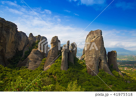 Mountain scenery with Meteora rocks and Monastery 41975518