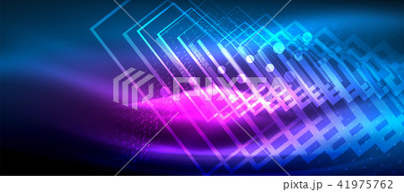 Neon glowing wave, magic energy and light motion background. Wallpaper template, hi-tech future 41975762