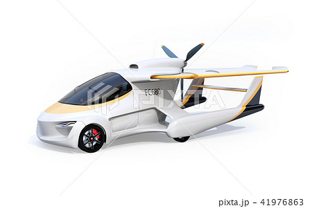 主翼が収納されていてクルマとして使うフライングカー(空飛ぶ車)のコンセプトイメージ 主翼が収納されていてクルマとして使うフライングカー(空飛ぶ車)のコンセプトイメージ 41976863