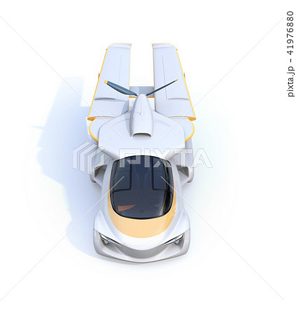 白バックに主翼が収納されていてクルマとして使うフライングカー(空飛ぶ車)のコンセプトイメージ 白バックに主翼が収納されていてクルマとして使うフライングカー(空飛ぶ車)のコンセプトイメージ 41976880
