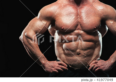 Mature bodybuilder with perfect muscular body Mature bodybuilder with perfect muscular body 41977049