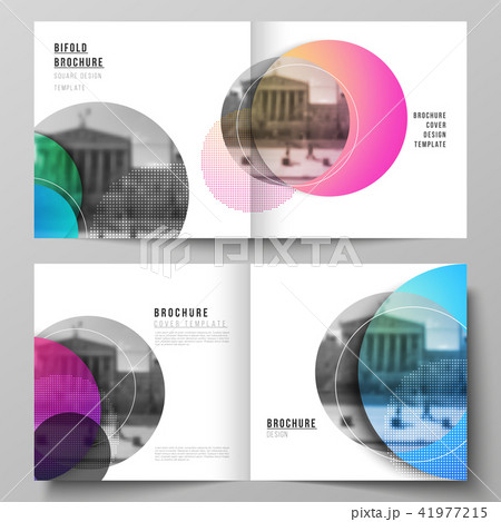 The vector illustration of editable layout of two covers templates for square design bifold brochure 41977215