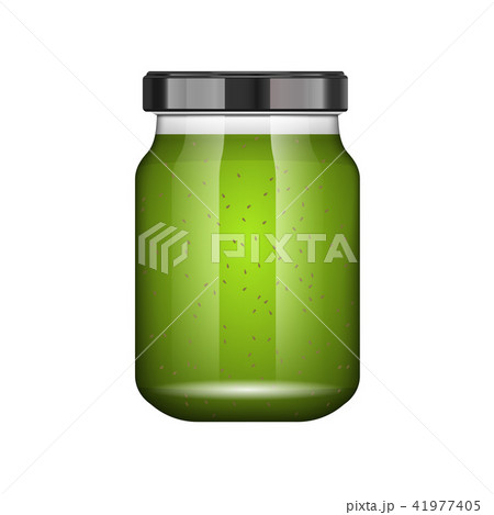 Jam kiwi. Glass jar with jam and configure. Vector illustration. Packaging collection. Label for jam 41977405