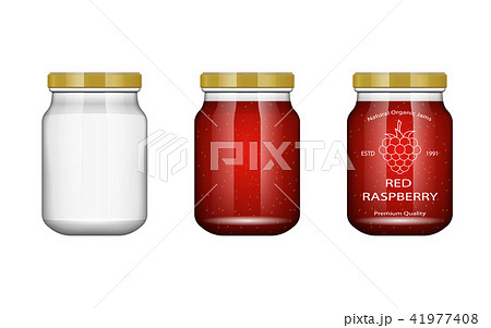 Glass jar with jam and configure with blackberry and raspberry. Vector illustration. Packaging Glass jar with jam and configure with blackberry and raspberry. Vector illustration. Packaging 41977408