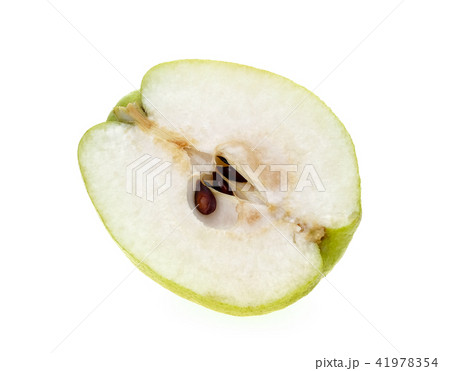 Green Pear cut half on white background. 41978354