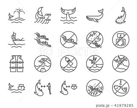 Whale watch icon set. 41979285