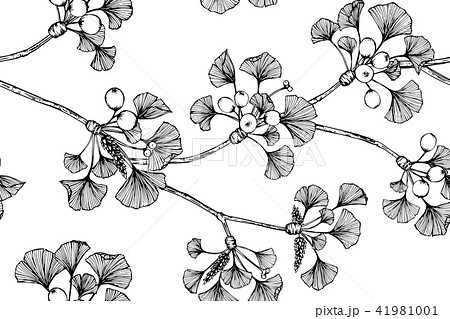 Seamless Ginkgo leaf pattern background. Seamless Ginkgo leaf pattern background. 41981001