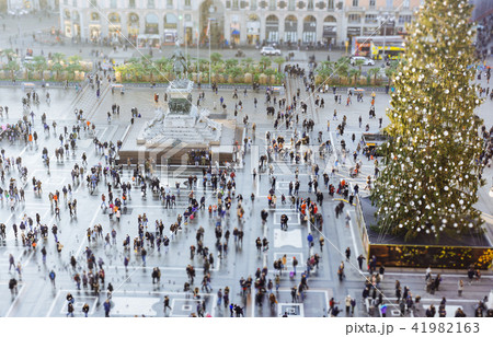 crowd of people in center of town 41982163