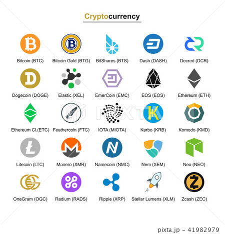 Cryptocurrency Badges. Set on a White Background. Cryptocurrency Badges. Set on a White Background. 41982979