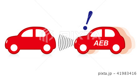 自動ブレーキ・緊急ブレーキの概念図・イラスト|AEB 自動車のイラスト|レッド|ベクターデータ 自動ブレーキ・緊急ブレーキの概念図・イラスト|AEB 自動車のイラスト|レッド|ベクターデータ 41983416