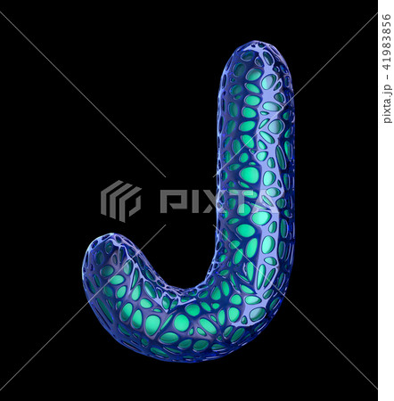 Blue plastic letter J with abstract holes. 3d Blue plastic letter J with abstract holes. 3d 41983856