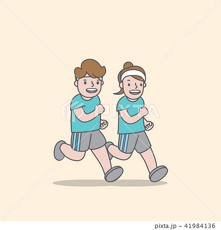Jogging couple illustration vector on yellow 41984136