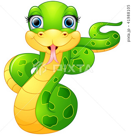 Happy green snake cartoon 41988105