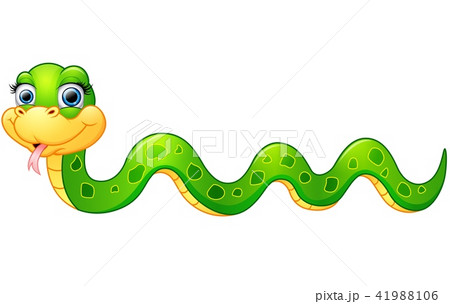 Happy green snake cartoon 41988106