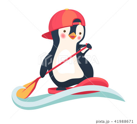 penguin floating on a SUP board 41988671