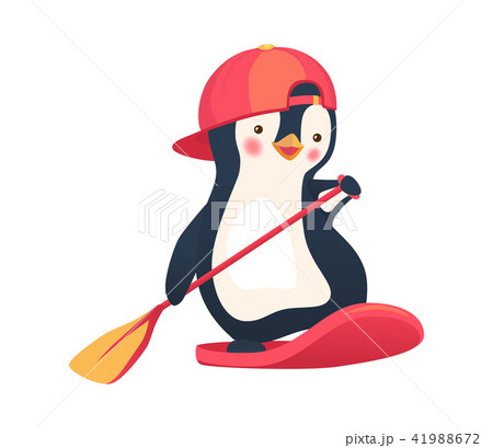 penguin floating on a SUP board 41988672