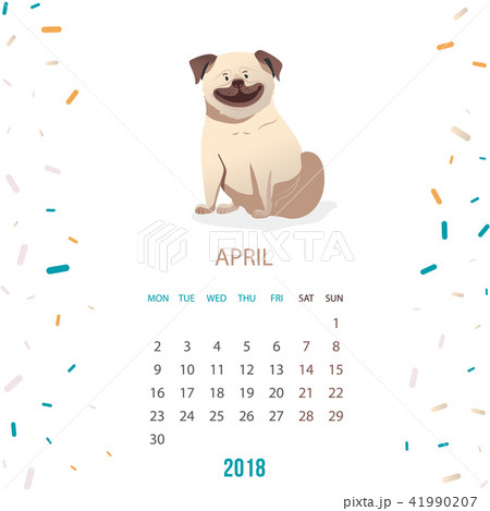 New Year calendar 2018 with a dog in flat style New Year calendar 2018 with a dog in flat style 41990207