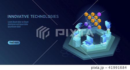 Neural network deep learning smartphone cell. Cognitive technology concept. Logical artificial 41991684