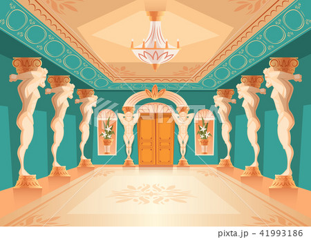 Vector hall with atlas columns, ballroom interior 41993186