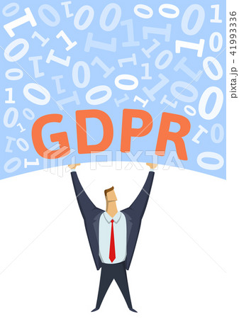 GDPR, General Data Protection Regulation. Strong man holding bulk of digital data above his head on GDPR, General Data Protection Regulation. Strong man holding bulk of digital data above his head on 41993336
