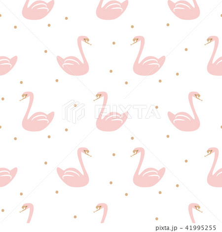 Swan pink cute baby simple seamless vector pattern. 41995255