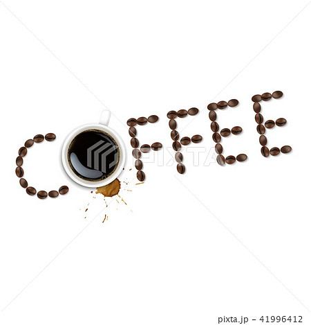 Cup With Coffee And Plate And Coffee Grain 41996412