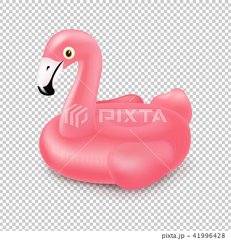 Pink Inflatable Flamingo Swim Ring Isolated Stock Illustration