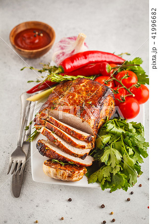 Roasted pork with thyme, rosemary, garlic Roasted pork with thyme, rosemary, garlic 41996682