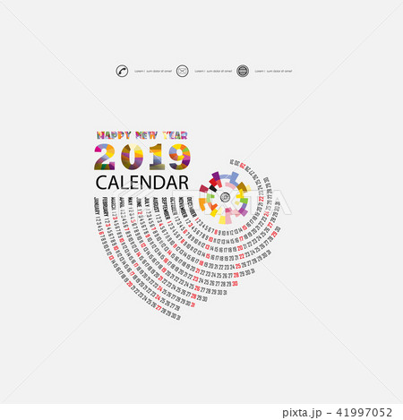 2019 Calendar Template.Spiral calendar. 41997052