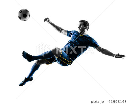 soccer player man kicking silhouette isolated soccer player man kicking silhouette isolated 41998143