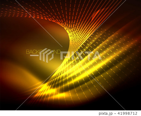Smooth light effect, straight lines on glowing shiny neon dark background. Energy technology idea 41998712