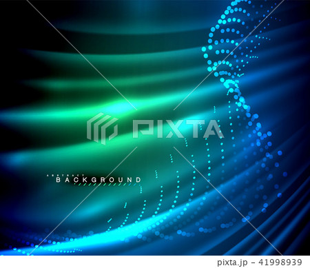 Neon glowing techno lines, hi-tech futuristic abstract background template with square shapes 41998939