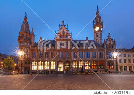 Former post office at night, Ghent, Belgium 42001195